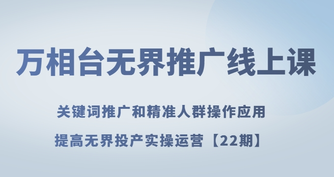 万相台无界推广线上课关键词推广和精准人群操作应用，提高无界投产实操运营【22期】-21资源库