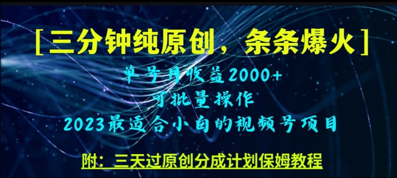 三分钟制作视频号纯原创，条条爆款，轻松月入过万【揭秘】-21资源库