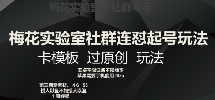 梅花实验室社群连怼起号玩法，卡模板过原创玩法【揭秘】-21资源库
