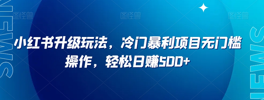 小红书升级玩法，冷门暴利项目无门槛操作，轻松日赚500+【揭秘】-21资源库