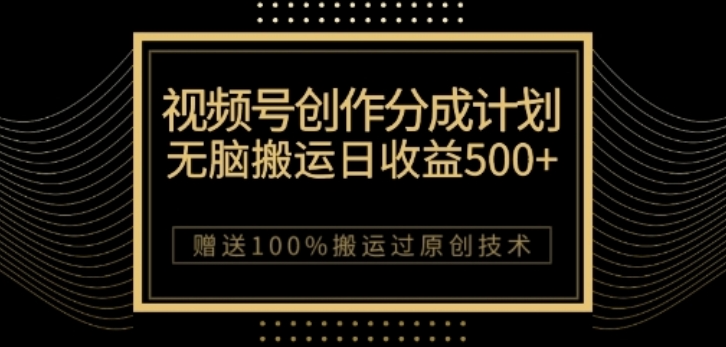 视频号分成计划与私域双重变现，纯搬运无技术，日入3~5位数【揭秘】-21资源库