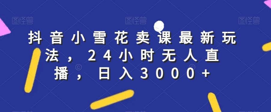 抖音小雪花卖课最新玩法，24小时无人直播，日入3000+【揭秘】-21资源库