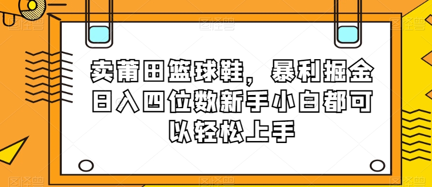 卖莆田篮球鞋，暴利掘金日入四位数新手小白都可以轻松上手【揭秘】-21资源库