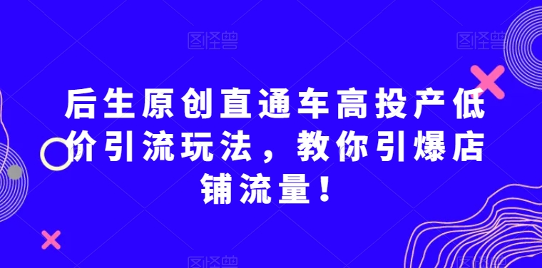 后生原创直通车高投产低价引流玩法，教你引爆店铺流量！-21资源库