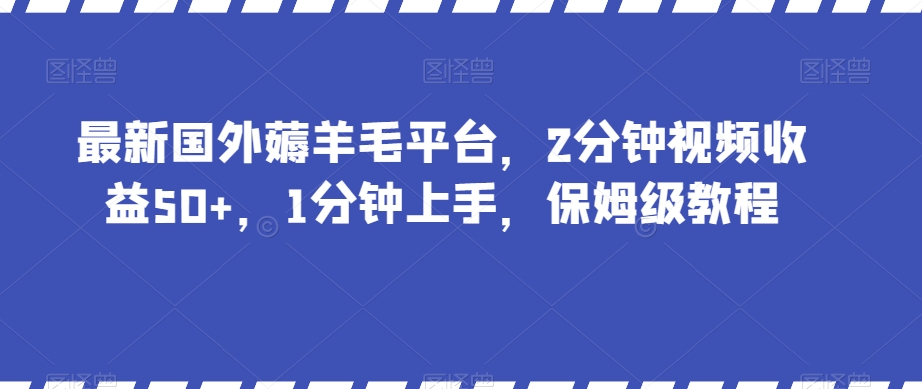 最新国外薅羊毛平台，2分钟视频收益50+，1分钟上手，保姆级教程【揭秘】-21资源库