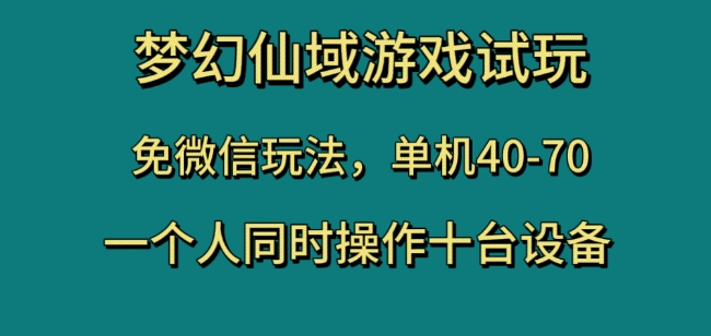 梦幻仙域游戏试玩，免微信玩法，单机40-70，一个人同时操作十台设备【揭秘】-21资源库