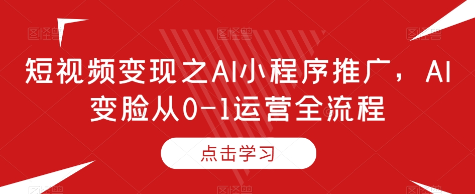 短视频变现之AI小程序推广，AI变脸从0-1运营全流程-21资源库