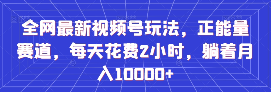 全网最新视频号玩法，正能量赛道，每天花费2小时，躺着月入10000+【揭秘】-21资源库