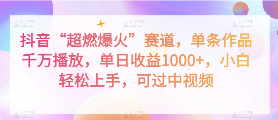 抖音“超燃爆火”赛道，单条作品千万播放，单日收益1000+，小白轻松上手，可过中视频【揭秘】-21资源库