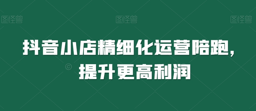 抖音小店精细化运营陪跑，提升更高利润-21资源库