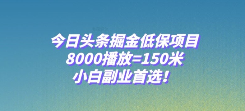 今日头条掘金低保项目，8000播放=150米，小白副业首选【揭秘】-21资源库