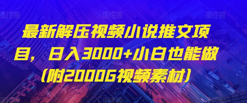 最新解压视频小说推文项目，日入3000+小白也能做（附2000G视频素材）【揭秘】-21资源库