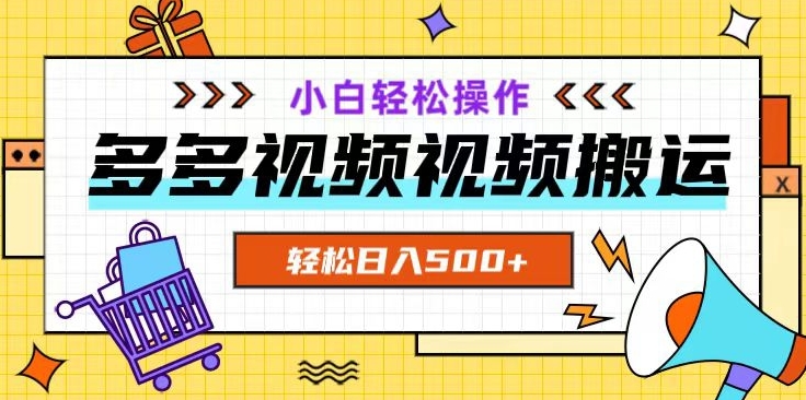 多多视频项目新手小白操作，轻松日入500+【揭秘】-21资源库
