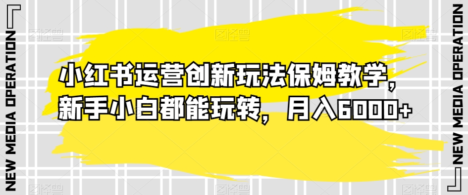 小红书运营创新玩法保姆教学，新手小白都能玩转，月入6000+【揭秘】-21资源库