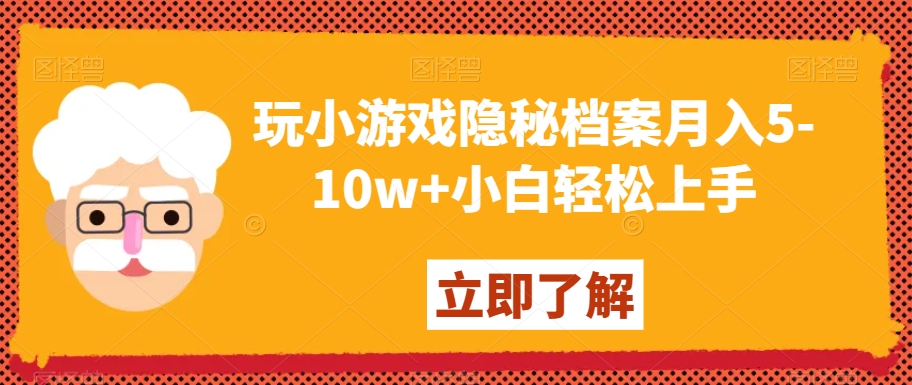 玩小游戏隐秘档案月入5-10w+小白轻松上手【揭秘】-21资源库