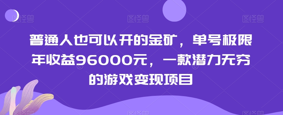 普通人也可以开的金矿，单号极限年收益96000元，一款潜力无穷的游戏变现项目【揭秘】-21资源库
