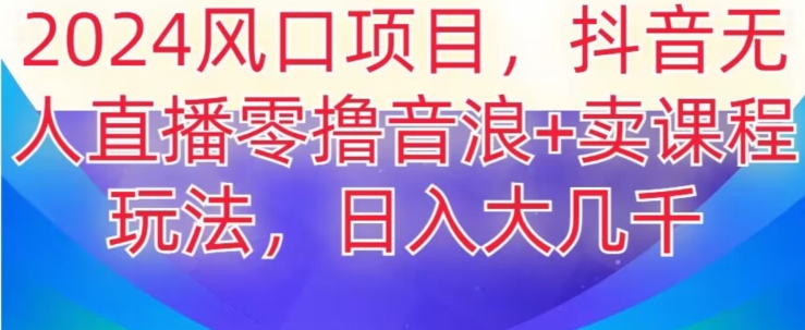 2024风口项目，抖音无人主播撸音浪+卖课程玩法，日入大几千【揭秘】-21资源库