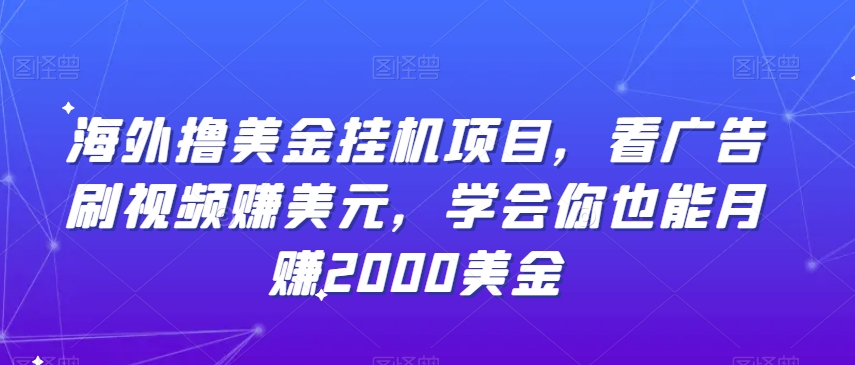 海外撸美金挂机项目，看广告刷视频赚美元，学会你也能月赚2000美金-21资源库