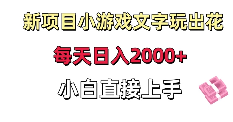 新项目小游戏文字玩出花日入2000+，每天只需一小时，小白直接上手【揭秘】-21资源库