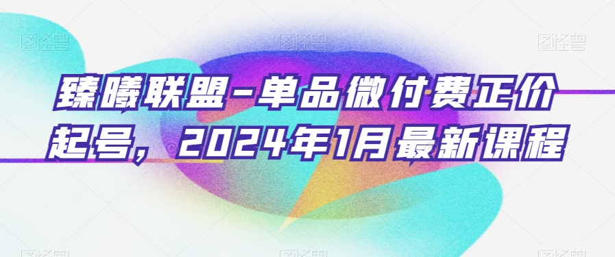 臻曦联盟-单品微付费正价起号，2024年1月最新课程-21资源库