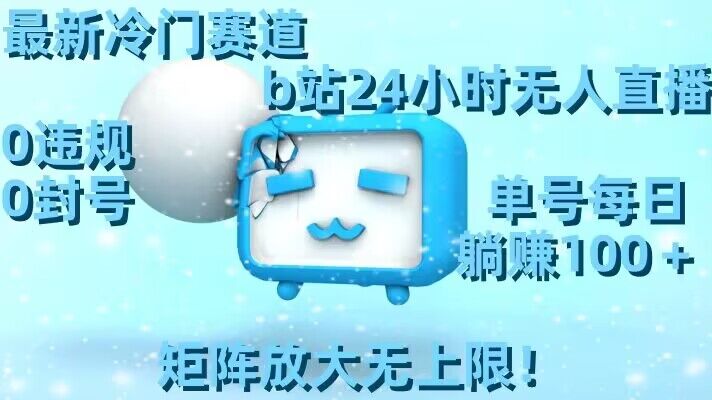 最新冷门赛道，b站24小时无人直播，0违规0封号，单号每日躺赚100＋，矩阵放大无上限【揭秘】-21资源库