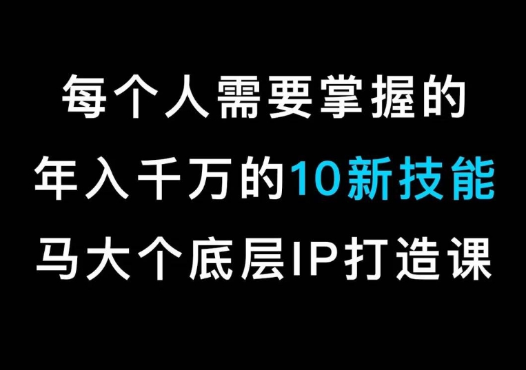 马大个的IP底层逻辑课，​每个人需要掌握的年入千万的10新技能，约会底层IP打造方法！-21资源库