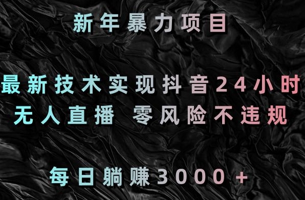 新年暴力项目，最新技术实现抖音24小时无人直播，零风险不违规，每日躺赚3000＋【揭秘】-21资源库
