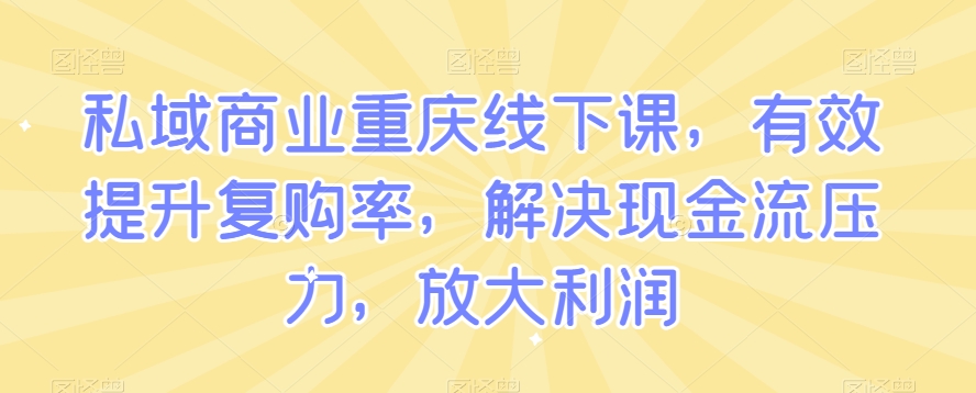 私域商业重庆线下课，有效提升复购率，解决现金流压力，放大利润-21资源库