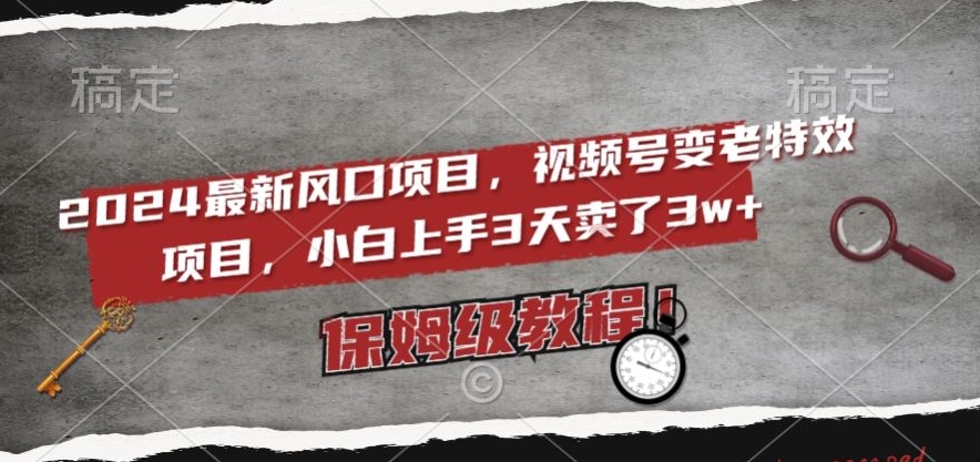 2024最新风口项目，视频号变老特效项目，电脑小白上手3天卖了3w+，保姆级教程【揭秘】-21资源库