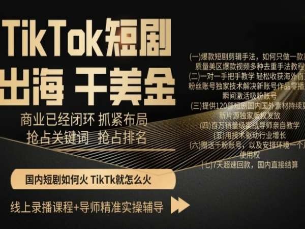 TikTok短剧出海干美金，商业已经闭环抓紧布局，抢占关键词抢占排名-21资源库