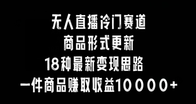 无人直播冷门赛道，商品形式更新，18种变现思路，一件商品赚取收益10000+【揭秘】-21资源库