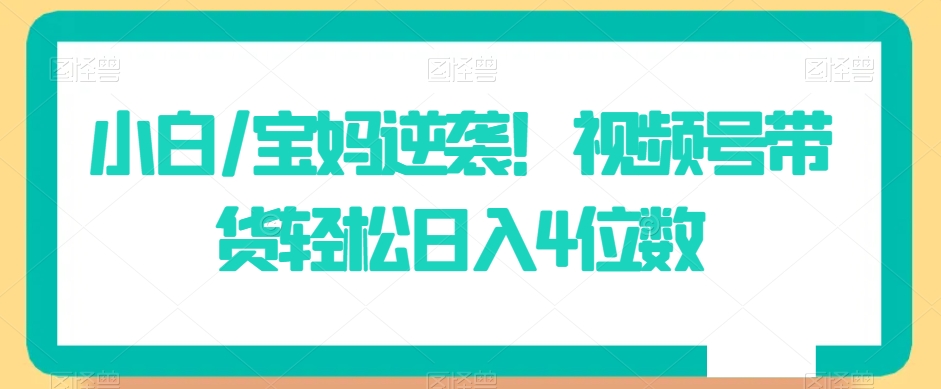 小白/宝妈逆袭！视频号带货轻松日入4位数【揭秘】-21资源库