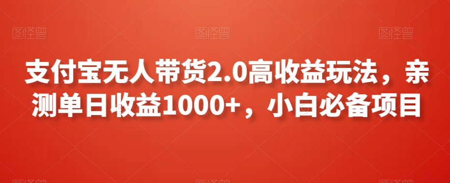 支付宝无人带货2.0高收益玩法，亲测单日收益1000+，小白必备项目【揭秘】-21资源库