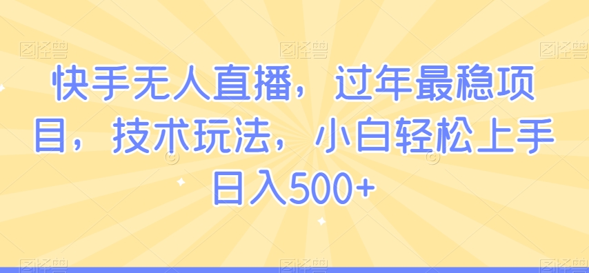 快手无人直播，过年最稳项目，技术玩法，小白轻松上手日入500+【揭秘】-21资源库