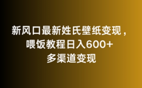 新风口最新姓氏壁纸变现，喂饭教程日入600+【揭秘】-21资源库