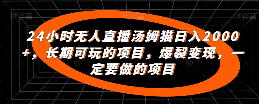 24小时无人直播汤姆猫日入2000+，长期可玩的项目，爆裂变现，一定要做的项目【揭秘】-21资源库