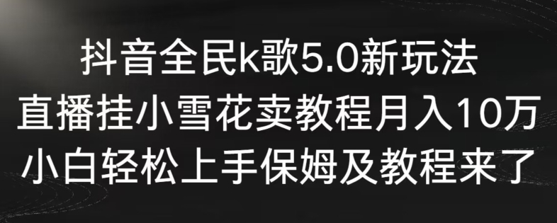 抖音全民k歌5.0新玩法，直播挂小雪花卖教程月入10万，小白轻松上手，保姆及教程来了【揭秘】-21资源库