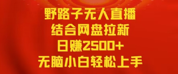 野路子无人直播结合网盘拉新，日赚2500+，小白无脑轻松上手【揭秘】-21资源库