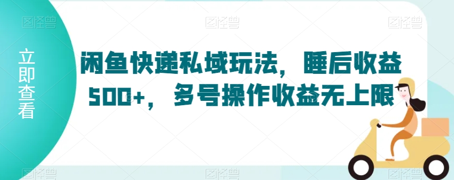 闲鱼快递私域玩法，睡后收益500+，多号操作收益无上限【揭秘】-21资源库