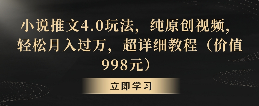 小说推文4.0玩法，纯原创视频，轻松月入过万，超详细教程（价值998元）【揭秘】-21资源库