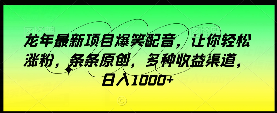龙年最新项目爆笑配音，让你轻松涨粉，条条原创，多种收益渠道，日入1000+【揭秘】-21资源库