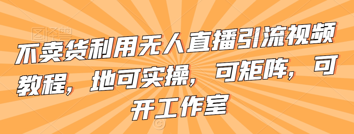 不卖货利用无人直播引流视频教程，地可实操，可矩阵，可开工作室【揭秘】-21资源库