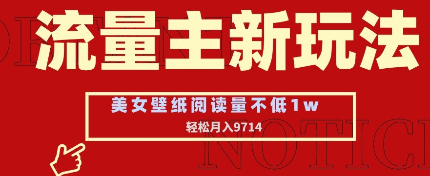 流量主新玩法，美女壁纸和头像，阅读量不低于1w，月入9741【揭秘】-21资源库