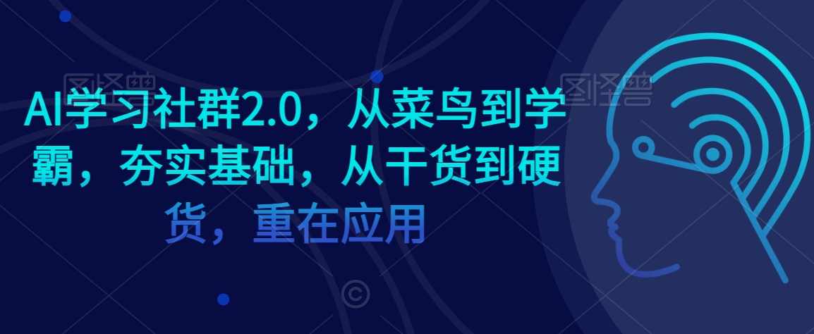 AI学习社群2.0，从菜鸟到学霸，夯实基础，从干货到硬货，重在应用-21资源库
