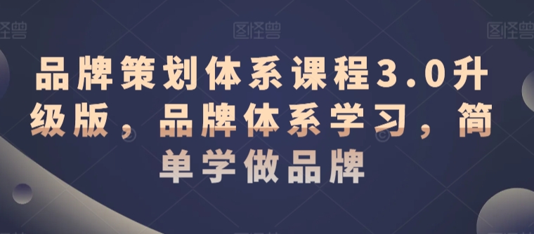 品牌策划体系课程3.0升级版，品牌体系学习，简单学做品牌-21资源库
