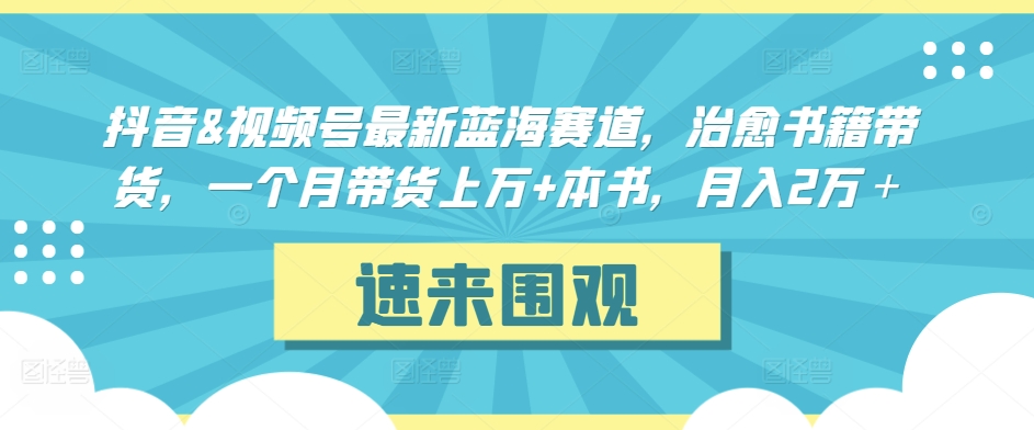 抖音&视频号最新蓝海赛道，治愈书籍带货，一个月带货上万+本书，月入2万＋【揭秘】-21资源库