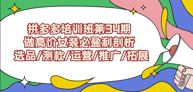 拼多多培训班第34期：做高价女装必盈利剖析选品/测款/运营/推广/拓展-21资源库