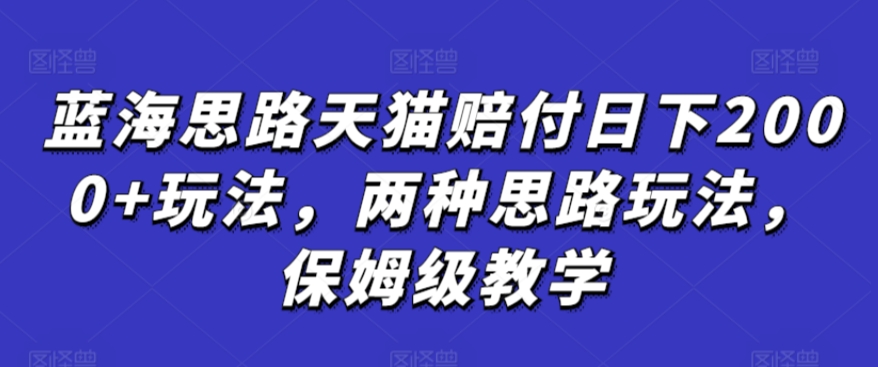 蓝海思路天猫赔付日下2000+玩法，两种思路玩法，保姆级教学【仅揭秘】-21资源库