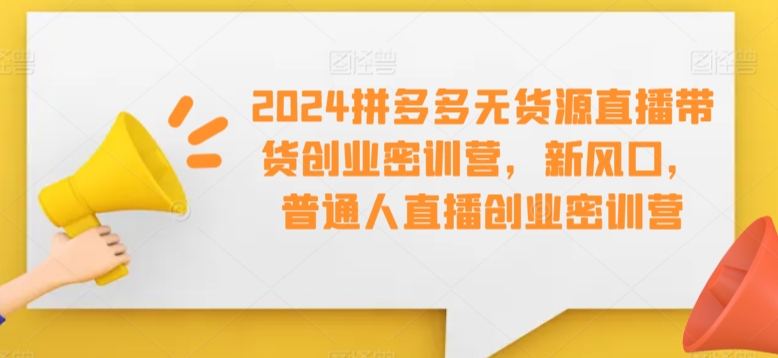 2024拼多多无货源直播带货创业密训营，新风口，普通人直播创业密训营-21资源库