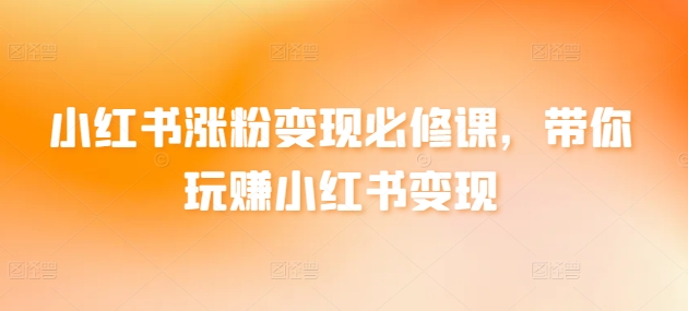 小红书涨粉变现必修课，带你玩赚小红书变现-21资源库